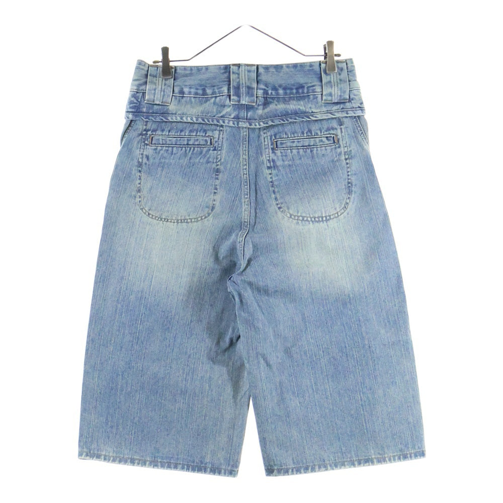 NO BRAND(ノーブランド) CONP 7分丈 ワイドデニムショーツ ハーフパンツ インディゴ