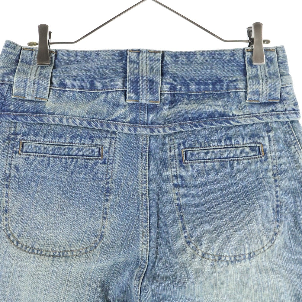 NO BRAND(ノーブランド) CONP 7分丈 ワイドデニムショーツ ハーフパンツ インディゴ