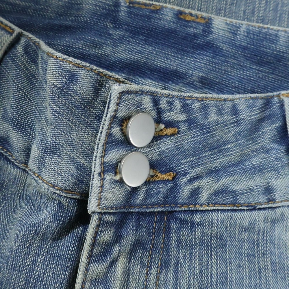 NO BRAND(ノーブランド) CONP 7分丈 ワイドデニムショーツ ハーフパンツ インディゴ