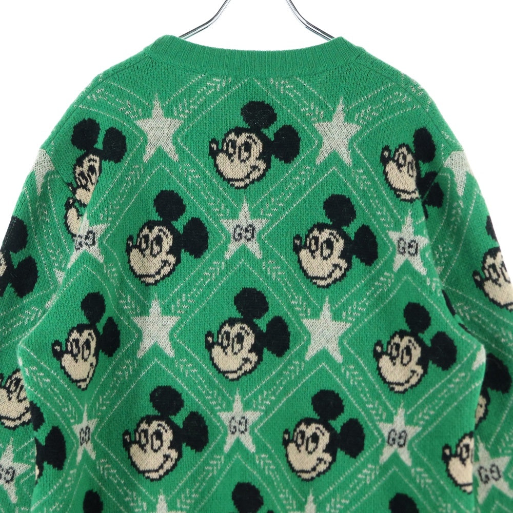 GUCCI(グッチ) ×Disney Mickey Mouse Pattern Crewneck Knitted Sweater ディズニー クルーネックウールニットセーター グリーン 601563 XKA57