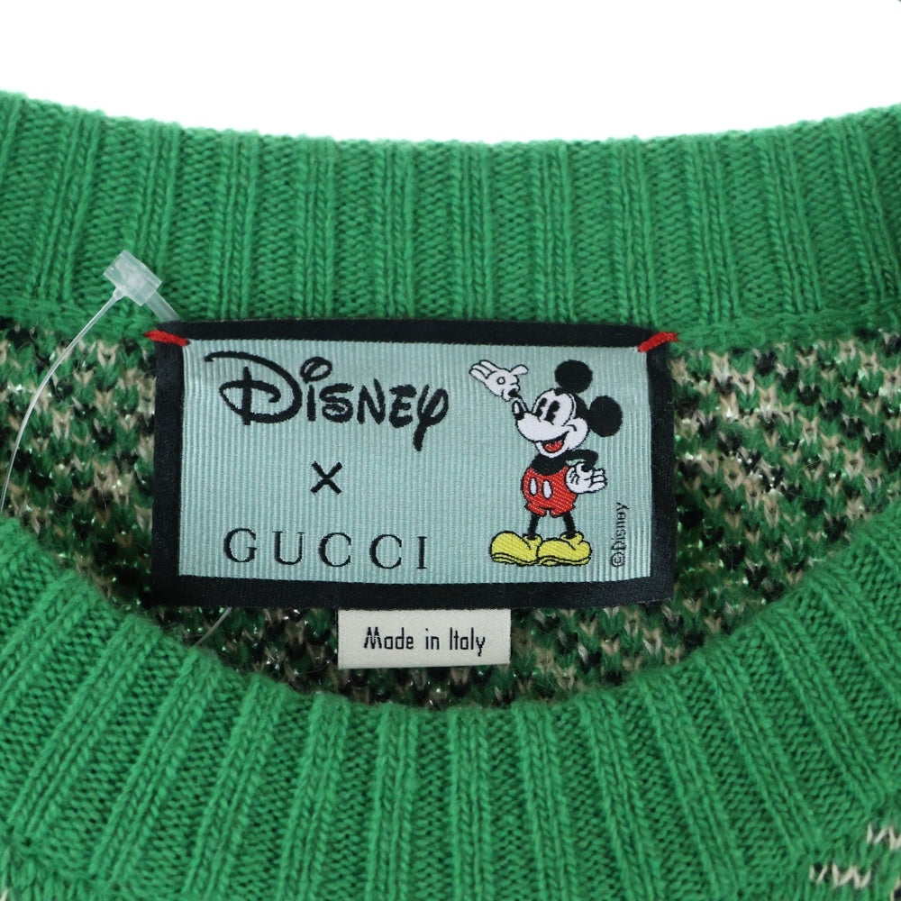 GUCCI(グッチ) ×Disney Mickey Mouse Pattern Crewneck Knitted Sweater ディズニー クルーネックウールニットセーター グリーン 601563 XKA57