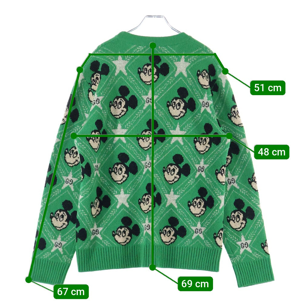 GUCCI(グッチ) ×Disney Mickey Mouse Pattern Crewneck Knitted Sweater ディズニー クルーネックウールニットセーター グリーン 601563 XKA57