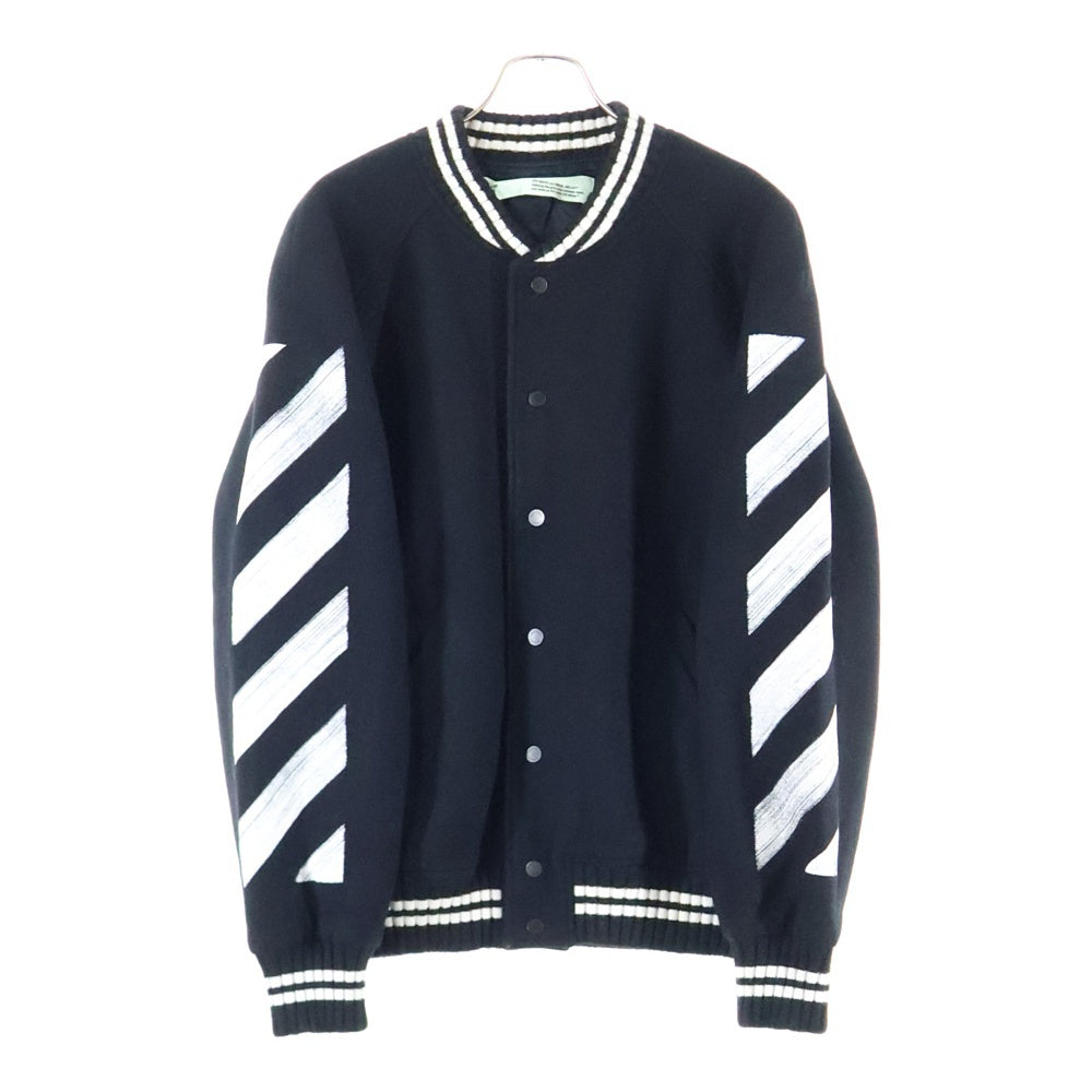 OFF-WHITE(オフホワイト) 17AW Diag Brushed Varsity Jacket ウール ヴァーシティジャケット ボンバージャケット ブラック OMEA057F17015017