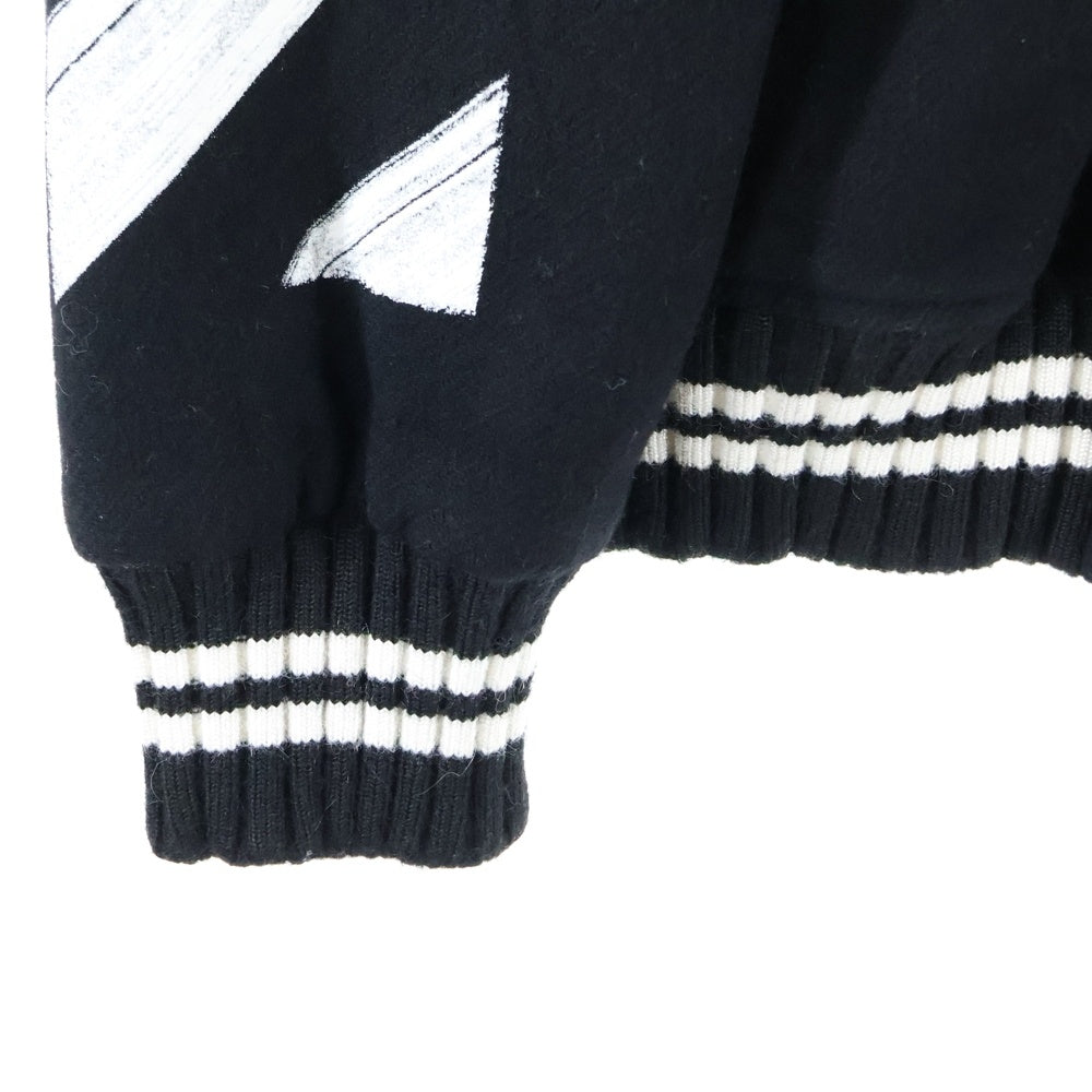 OFF-WHITE(オフホワイト) 17AW Diag Brushed Varsity Jacket ウール ヴァーシティジャケット ボンバージャケット ブラック OMEA057F17015017