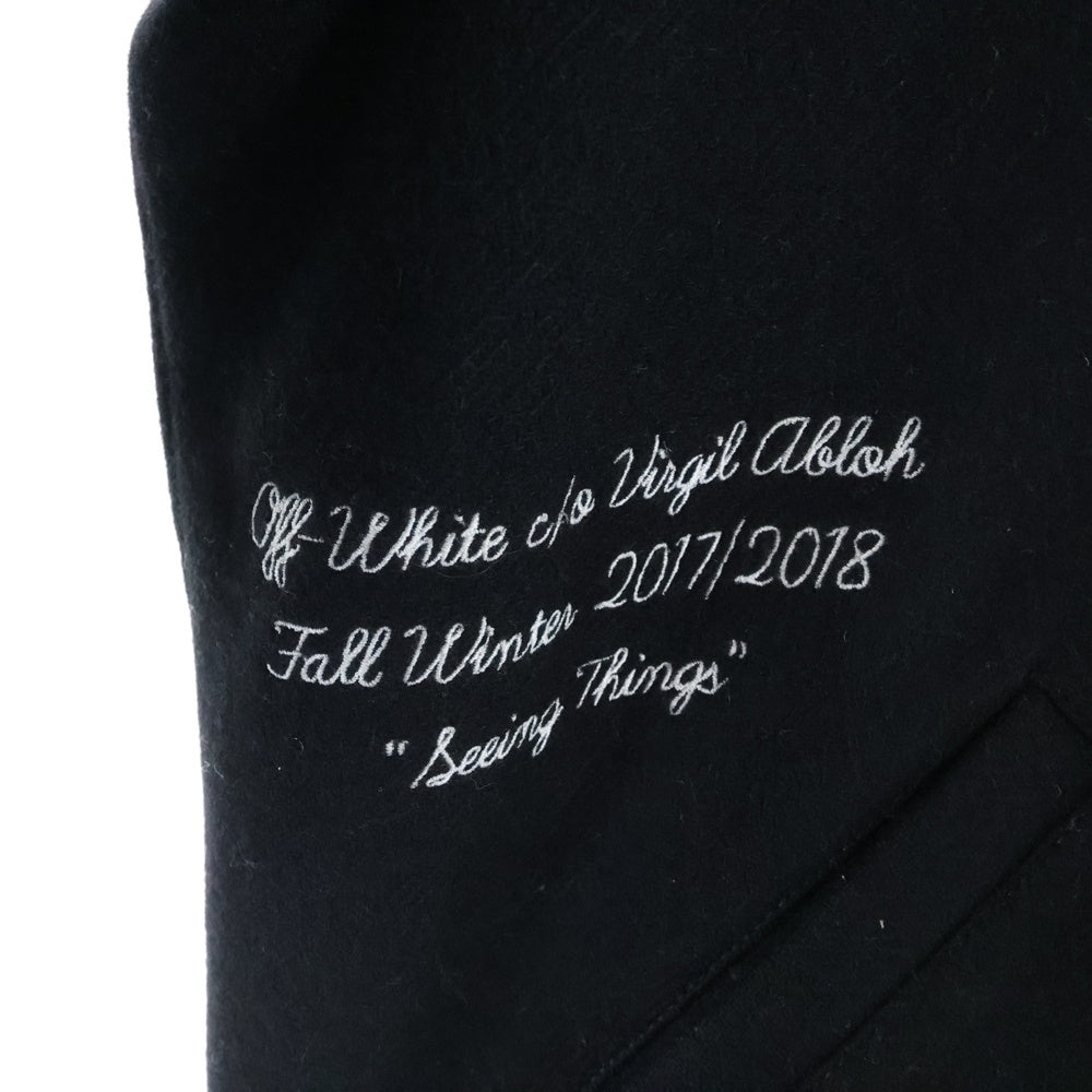 OFF-WHITE(オフホワイト) 17AW Diag Brushed Varsity Jacket ウール ヴァーシティジャケット ボンバージャケット ブラック OMEA057F17015017