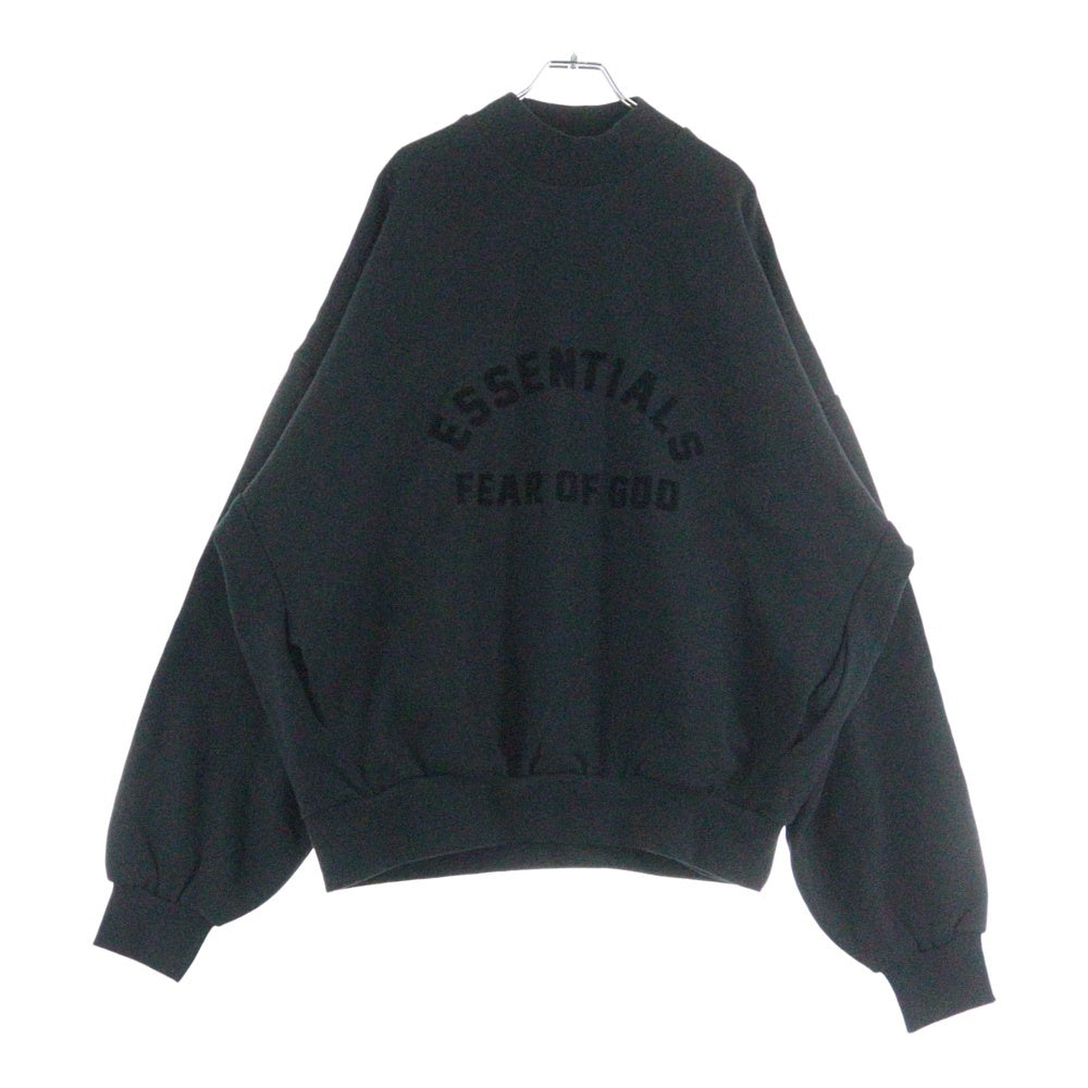 FEAR OF GOD ESSENTIALS(フィアオブゴッド エッセンシャルズ) SWEATSHIRT フロントラバー クルーネックスウェットトレーナー ブラック
