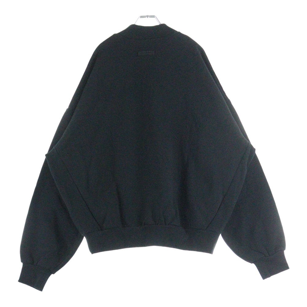 FEAR OF GOD ESSENTIALS(フィアオブゴッド エッセンシャルズ) SWEATSHIRT フロントラバー クルーネックスウェットトレーナー ブラック