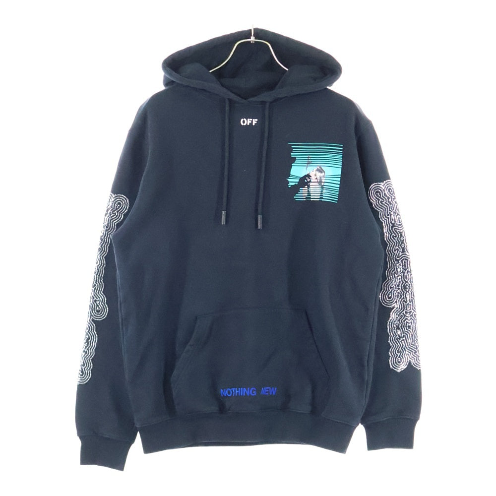 OFF-WHITE(オフホワイト) 17AW Hoodie Woman ラインストーン装飾 プルオーバースウェットパーカー フーディー ブラック レディース OWBB008F17003154