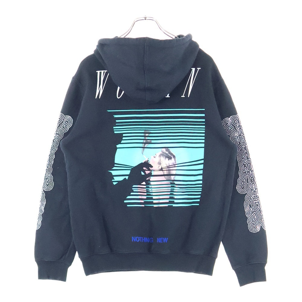 OFF-WHITE(オフホワイト) 17AW Hoodie Woman ラインストーン装飾 プルオーバースウェットパーカー フーディー ブラック レディース OWBB008F17003154
