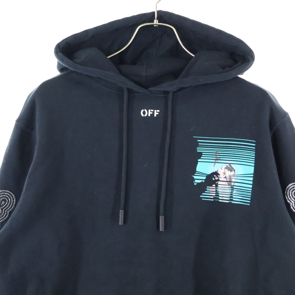 OFF-WHITE(オフホワイト) 17AW Hoodie Woman ラインストーン装飾 プルオーバースウェットパーカー フーディー ブラック レディース OWBB008F17003154
