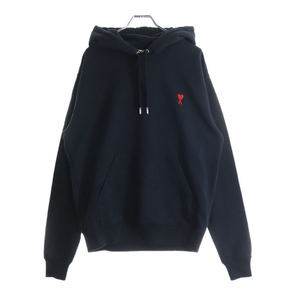 AMI Alexandre Mattiussi(アミアレクサンドルマテュッシ) Hoodie ハートロゴ刺繍 プルオーバースウェットパーカー フーディー ブラック BFHJ008.730