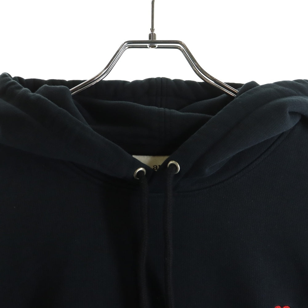 AMI Alexandre Mattiussi(アミアレクサンドルマテュッシ) Hoodie ハートロゴ刺繍 プルオーバースウェットパーカー フーディー ブラック BFHJ008.730