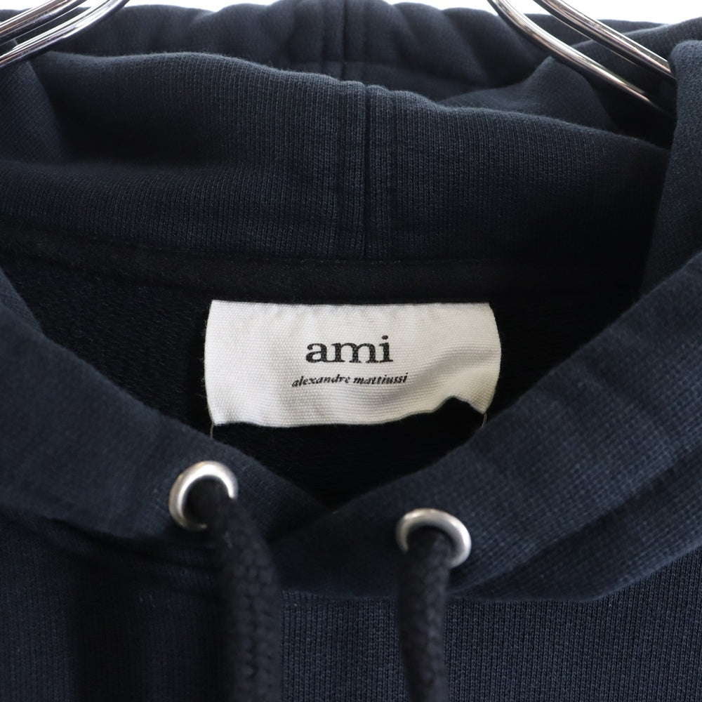 AMI Alexandre Mattiussi(アミアレクサンドルマテュッシ) Hoodie ハートロゴ刺繍 プルオーバースウェットパーカー フーディー ブラック BFHJ008.730