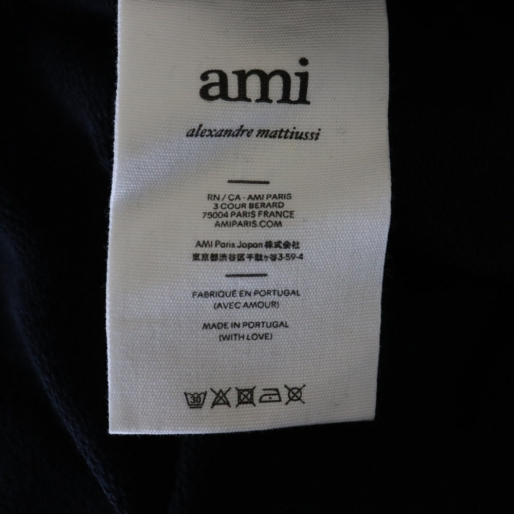 AMI Alexandre Mattiussi(アミアレクサンドルマテュッシ) Hoodie ハートロゴ刺繍 プルオーバースウェットパーカー フーディー ブラック BFHJ008.730