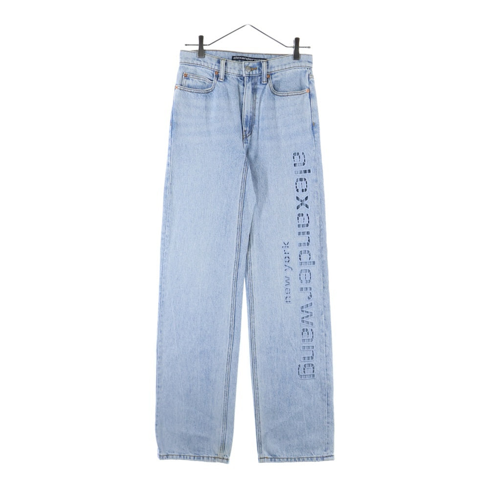ALEXANDER WANG(アレキサンダーワン) Logo Cut Out Straight Leg Jeans カットアウトロゴ ストレートジーンズ デニムパンツ インディゴ レディース