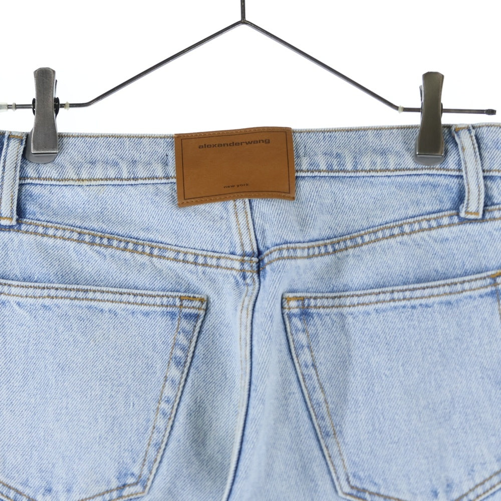 ALEXANDER WANG(アレキサンダーワン) Logo Cut Out Straight Leg Jeans カットアウトロゴ ストレートジーンズ デニムパンツ インディゴ レディース