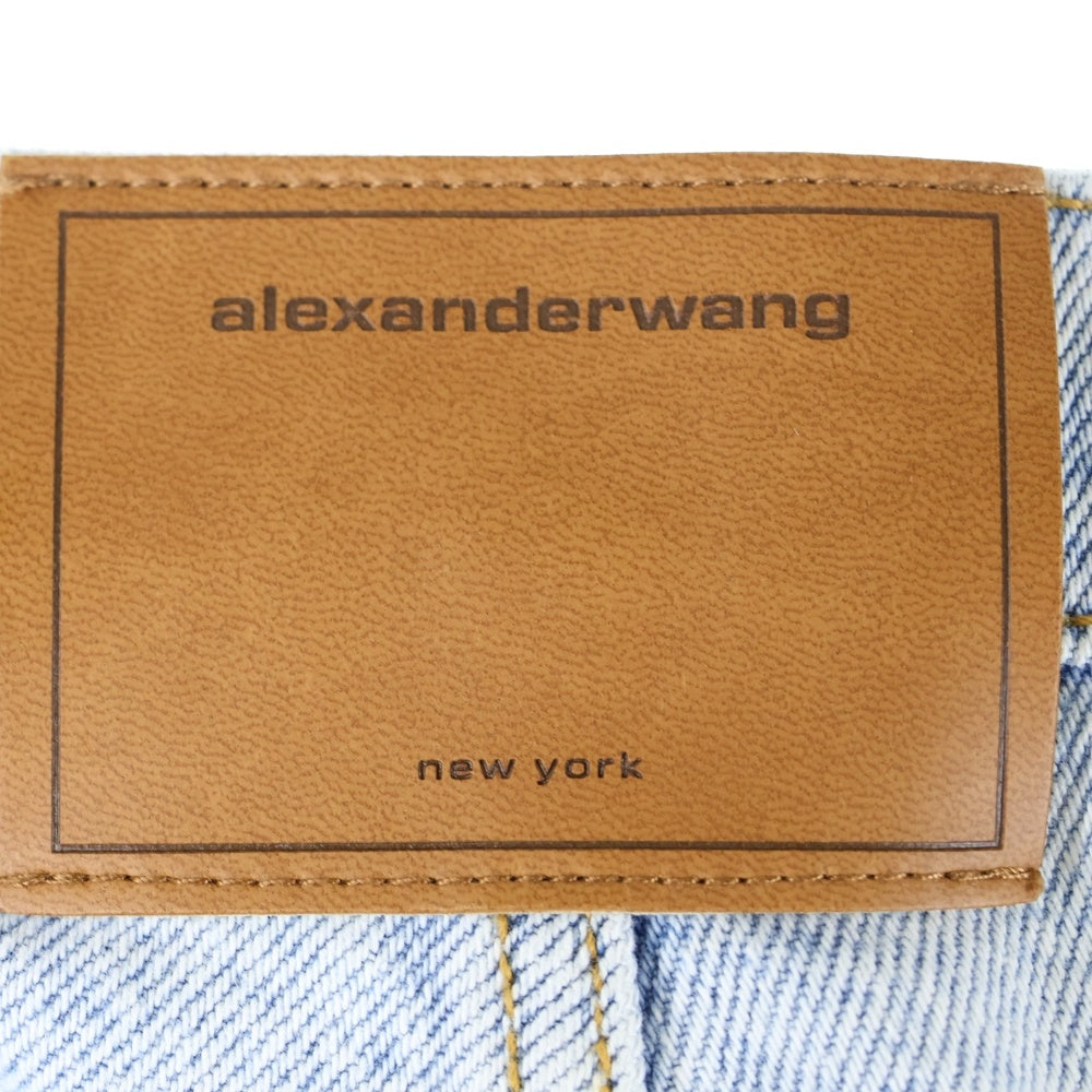 ALEXANDER WANG(アレキサンダーワン) Logo Cut Out Straight Leg Jeans カットアウトロゴ ストレートジーンズ デニムパンツ インディゴ レディース