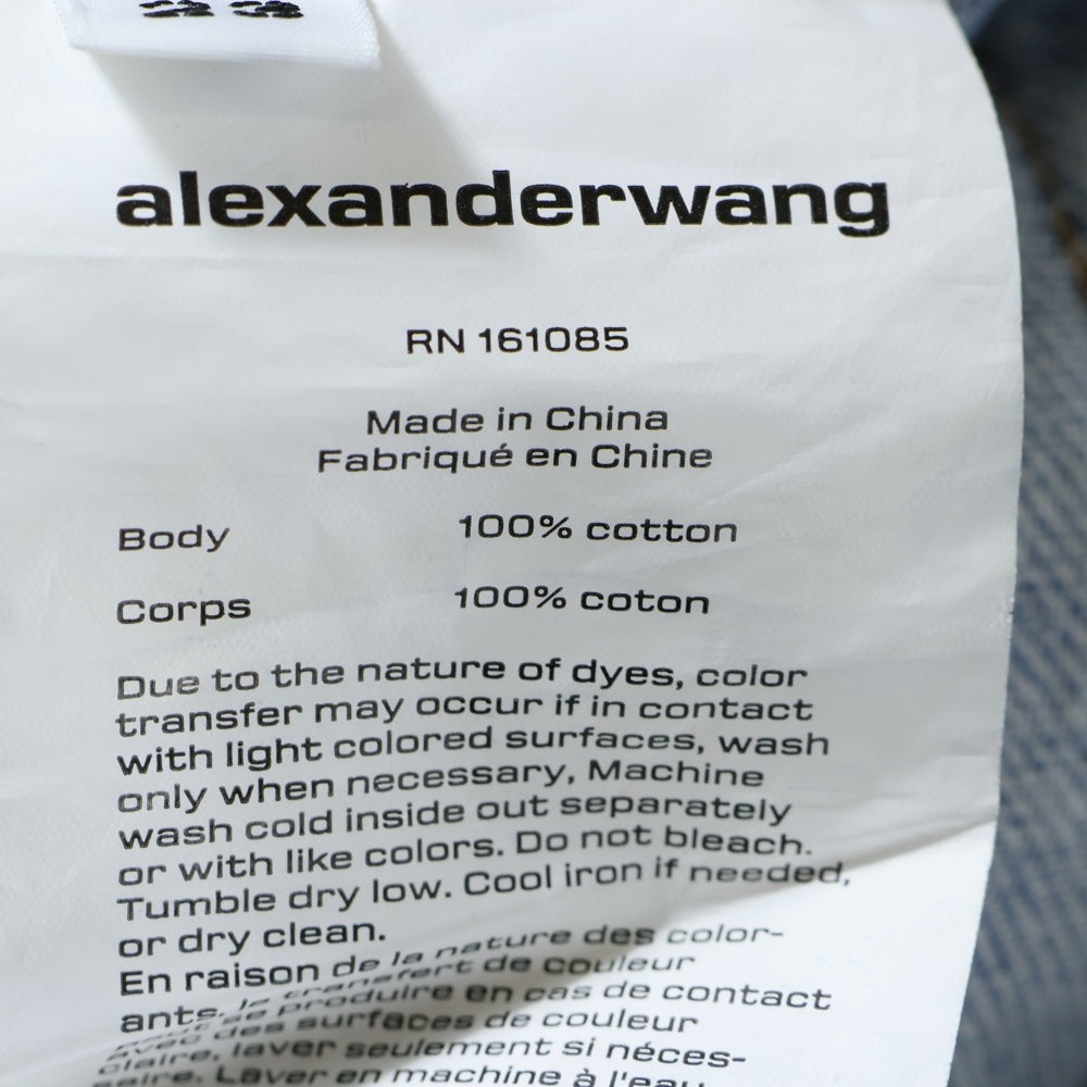 ALEXANDER WANG(アレキサンダーワン) Logo Cut Out Straight Leg Jeans カットアウトロゴ ストレートジーンズ デニムパンツ インディゴ レディース