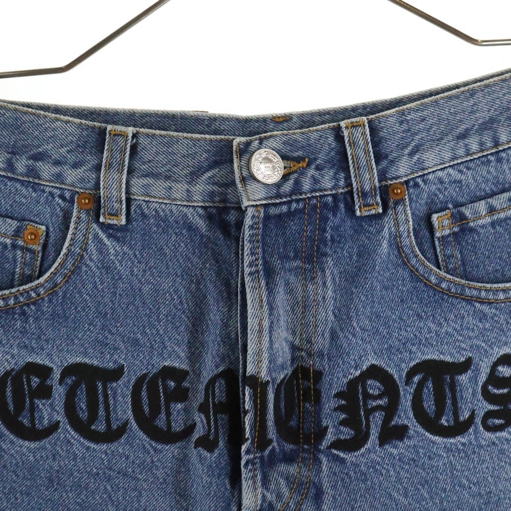 VETEMENTS(ヴェトモン) 20SS Gothic Short ロゴ刺繍 デニムショーツ インディゴ レディース SS20PA337