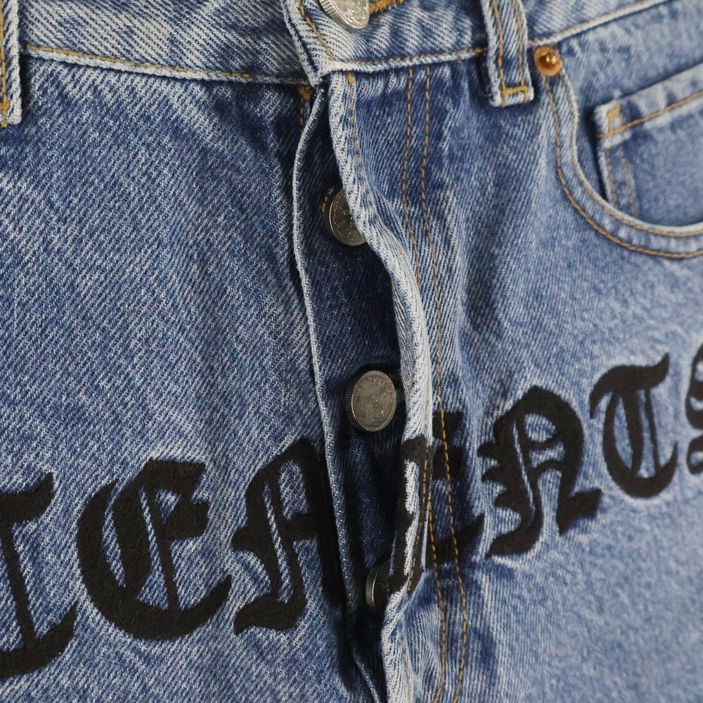 VETEMENTS(ヴェトモン) 20SS Gothic Short ロゴ刺繍 デニムショーツ インディゴ レディース SS20PA337
