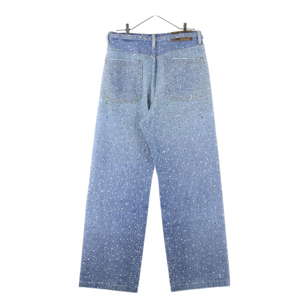 BIRTH OF ROYAL CHILD(バースオブロイヤルチャイルド) 3D Printing Washed Full Diamond Denim ラインストーン装飾 デニムパンツ インディゴ