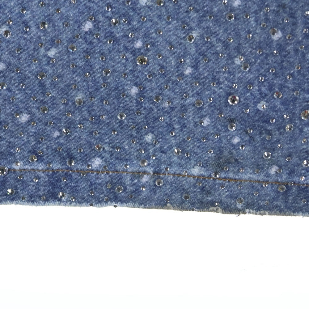 BIRTH OF ROYAL CHILD(バースオブロイヤルチャイルド) 3D Printing Washed Full Diamond Denim ラインストーン装飾 デニムパンツ インディゴ