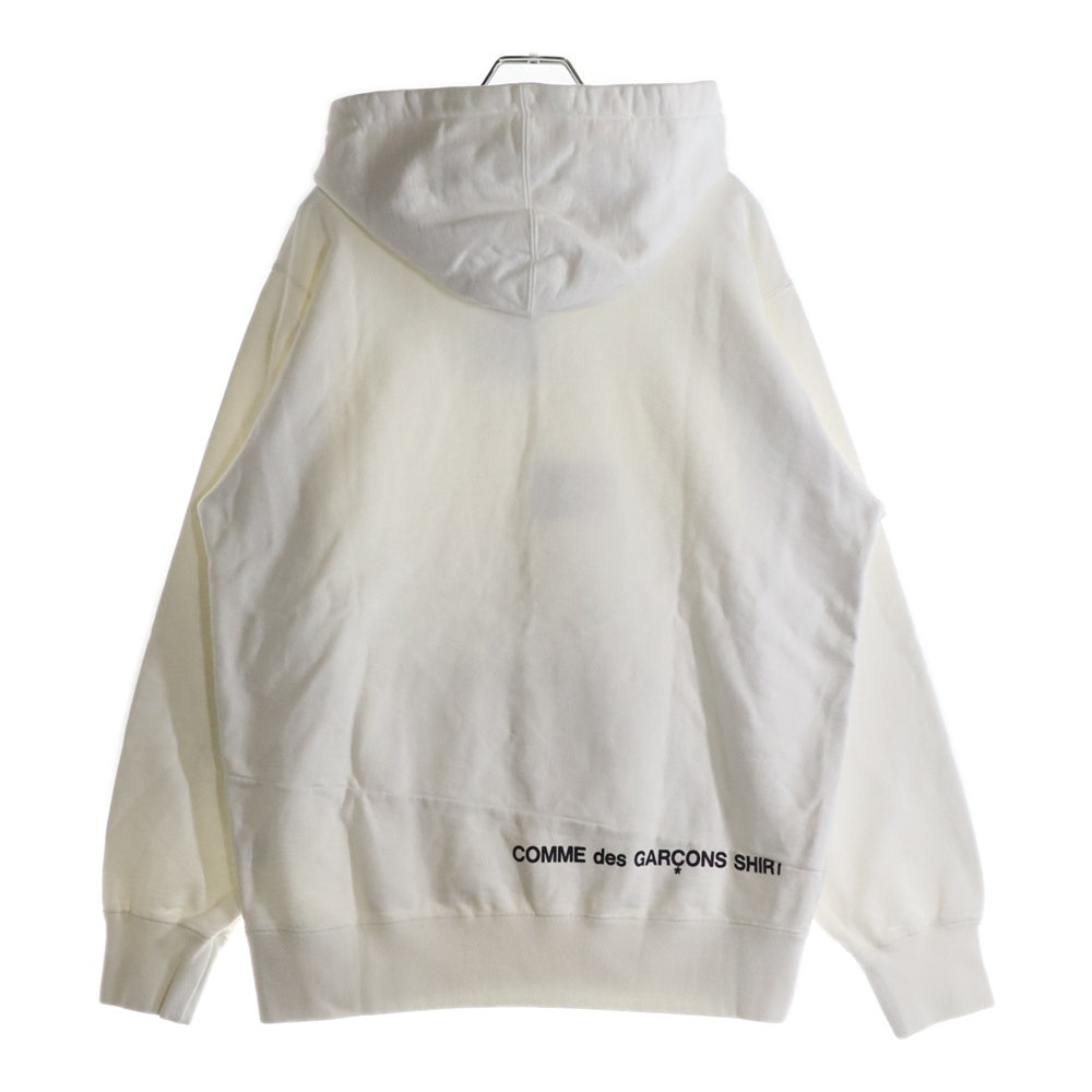 SUPREME(シュプリーム) 18AW COMME des GARCONS SHIRT Split Box Logo Hooded Sweatshirt コムデギャルソンシャツ スプリット ボックスロゴ プルオーバースウェットパーカー ホワイト
