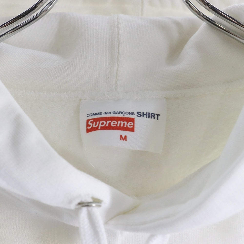 SUPREME(シュプリーム) 18AW COMME des GARCONS SHIRT Split Box Logo Hooded Sweatshirt コムデギャルソンシャツ スプリット ボックスロゴ プルオーバースウェットパーカー ホワイト