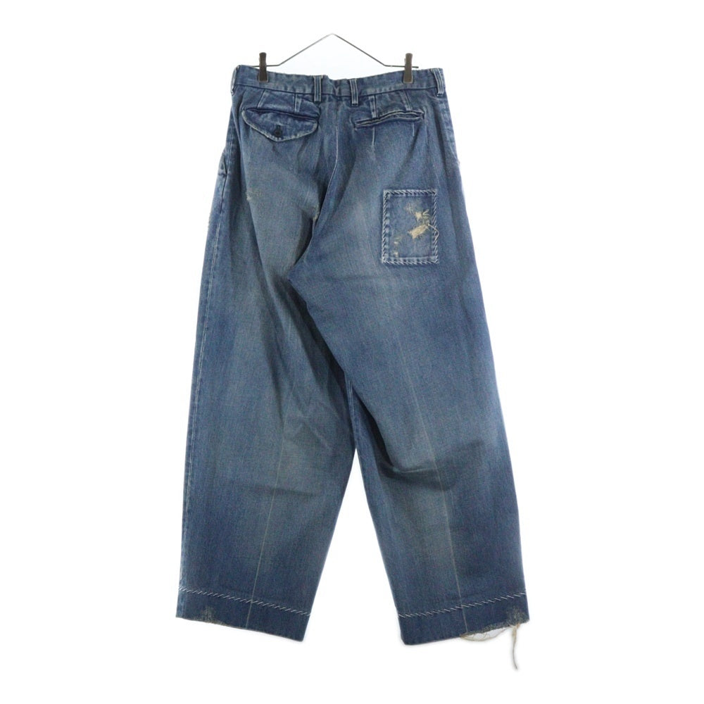 kolor(カラー) 24AW ダメージ加工 パッチワーク バギーデニムパンツ ジーンズ インディゴ 24WCM-P02104