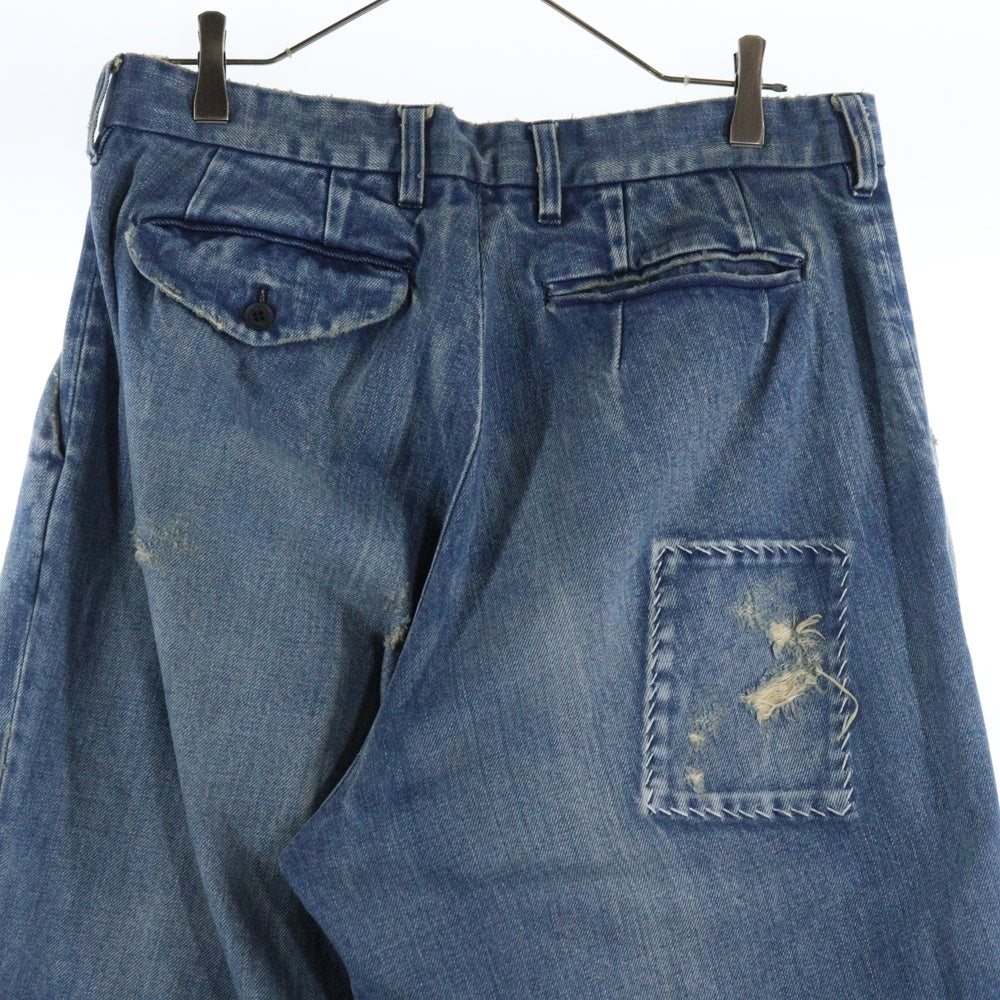 kolor(カラー) 24AW ダメージ加工 パッチワーク バギーデニムパンツ ジーンズ インディゴ 24WCM-P02104