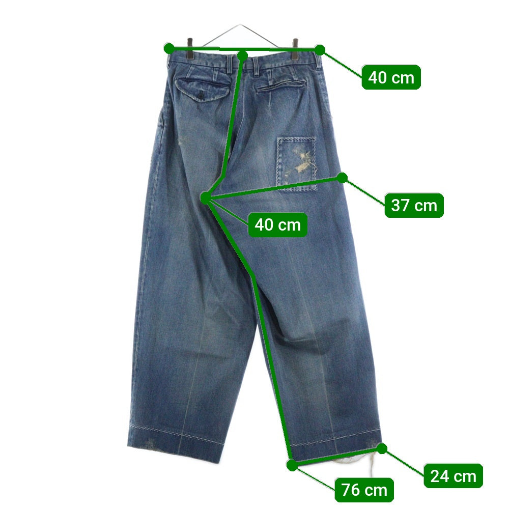 kolor(カラー) 24AW ダメージ加工 パッチワーク バギーデニムパンツ ジーンズ インディゴ 24WCM-P02104