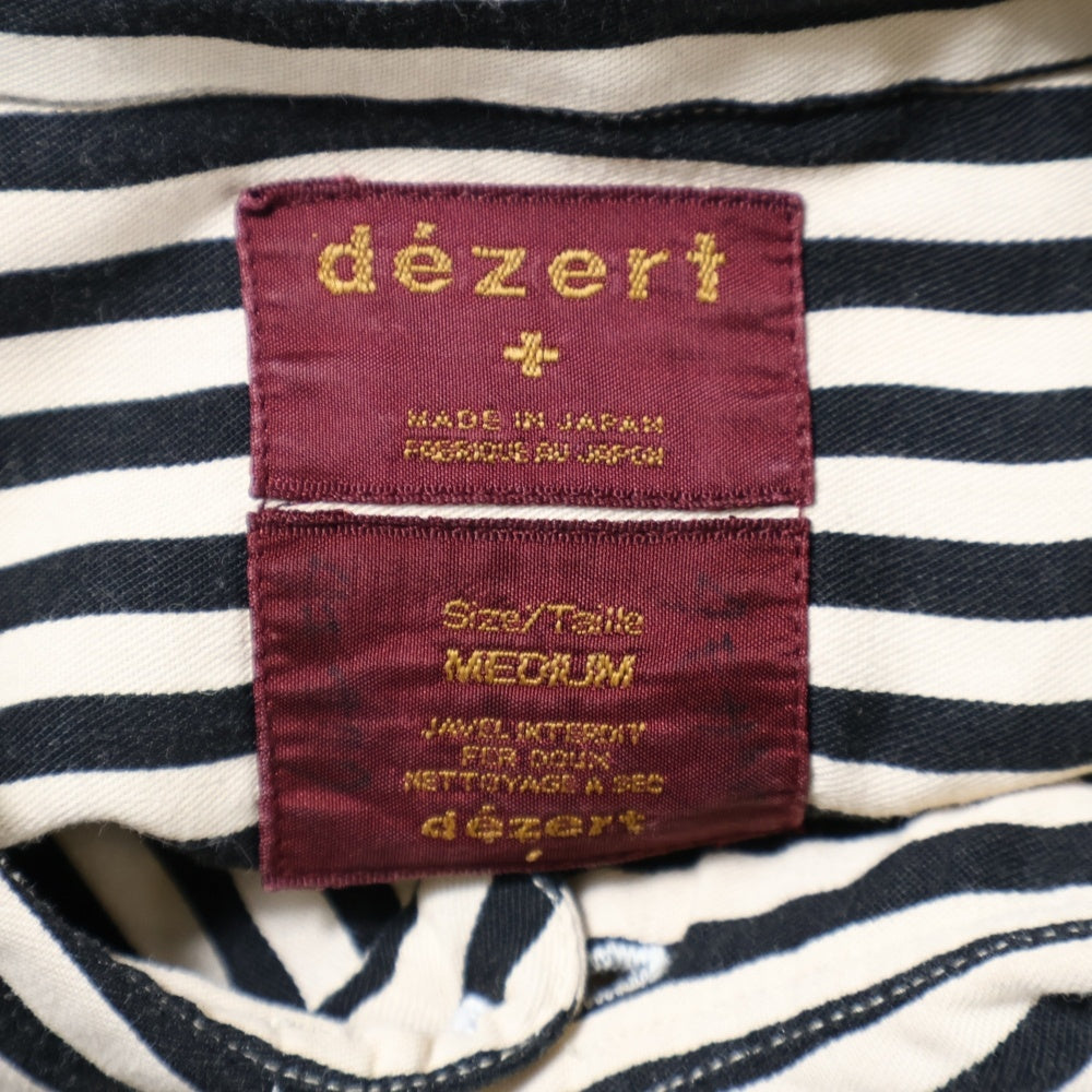 dezert(デザート) dezert デザート ストライプデザイン 長袖シャツ ブラック/ホワイト