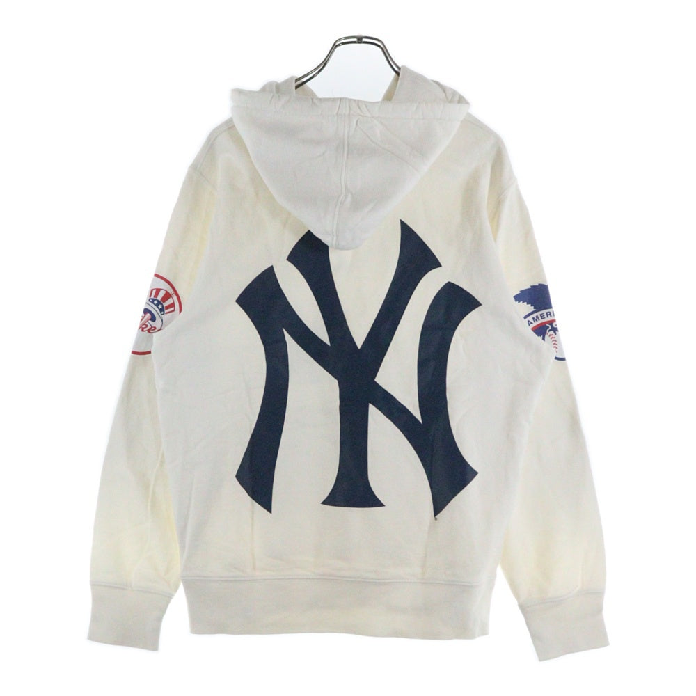 SUPREME(シュプリーム) 15SS ×New York Yankees 47 Brand Hooded Sweatshirt ニューヨークヤンキース プルオーバースウェットパーカー ホワイト