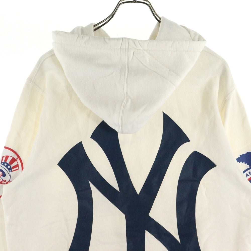 SUPREME(シュプリーム) 15SS ×New York Yankees 47 Brand Hooded Sweatshirt ニューヨークヤンキース プルオーバースウェットパーカー ホワイト