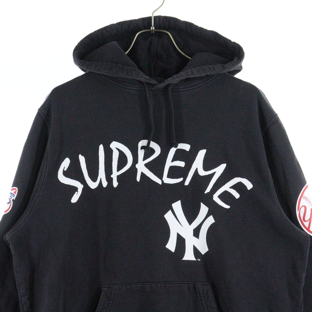 SUPREME(シュプリーム) 15SS ×New York Yankees 47 Brand Hooded Sweatshirt ニューヨークヤンキース プルオーバースウェットパーカー ブラック