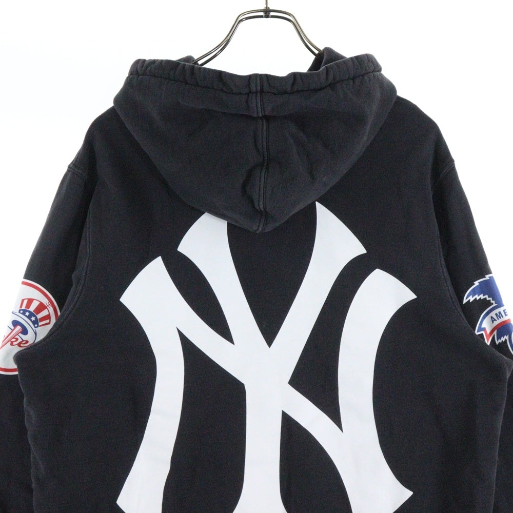SUPREME(シュプリーム) 15SS ×New York Yankees 47 Brand Hooded Sweatshirt ニューヨークヤンキース プルオーバースウェットパーカー ブラック