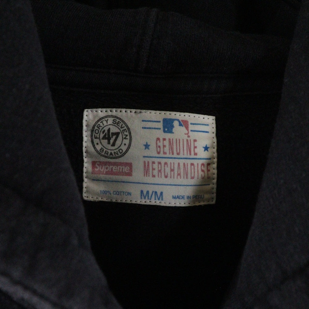 SUPREME(シュプリーム) 15SS ×New York Yankees 47 Brand Hooded Sweatshirt ニューヨークヤンキース プルオーバースウェットパーカー ブラック