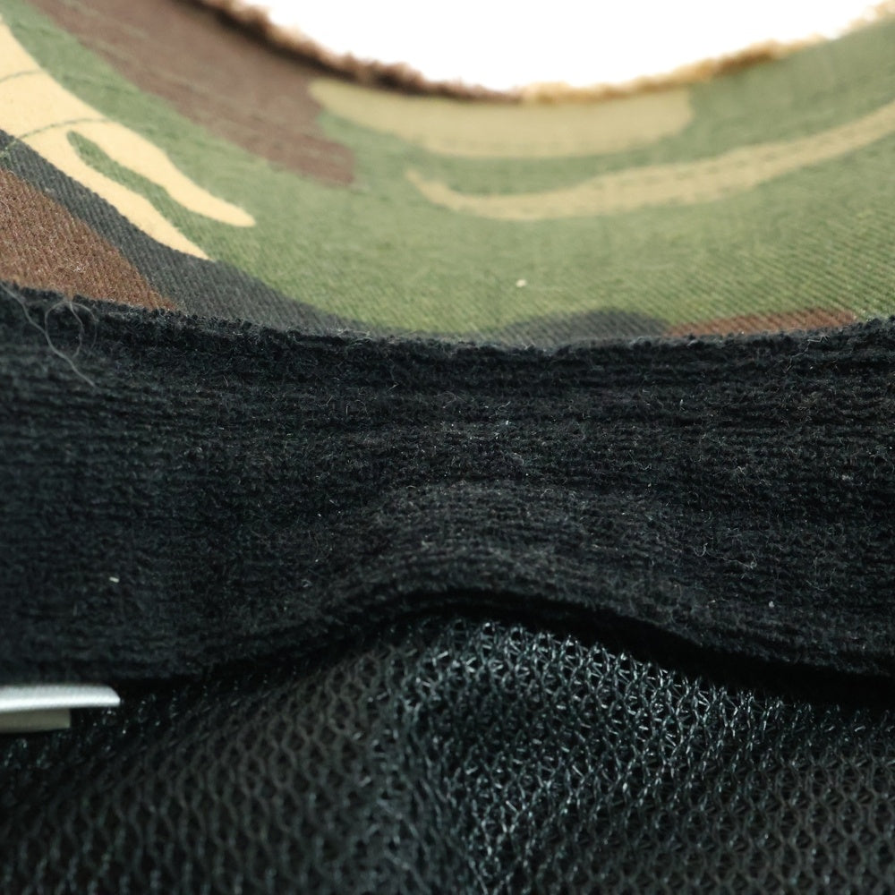 NO BRAND(ノーブランド) YOSHINORI KOTAKE DESIGN ヨシノリ コタケ ダメージ加工 カモフラージュ メッシュキャップ 帽子 カーキ