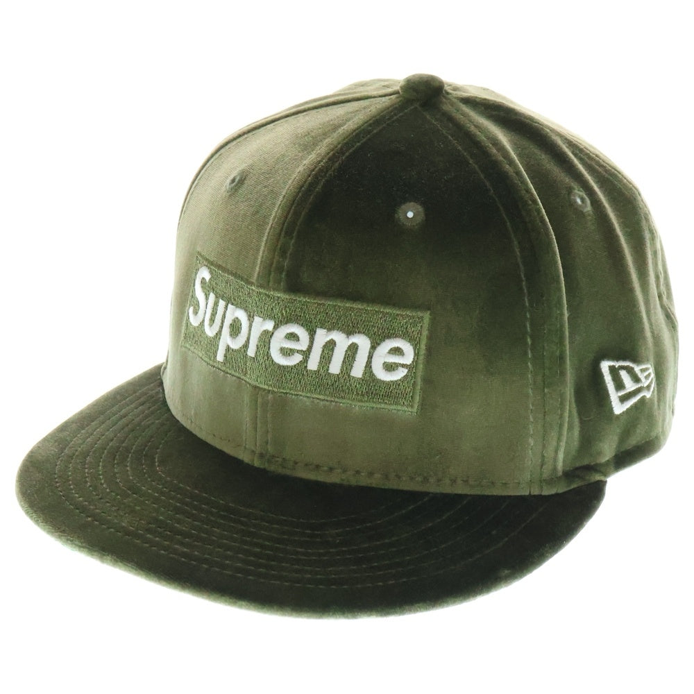 SUPREME(シュプリーム) 22AW ×NEWERA Velour Box Logo ニューエラ ベロア ボックスロゴ キャップ 帽子 カーキ