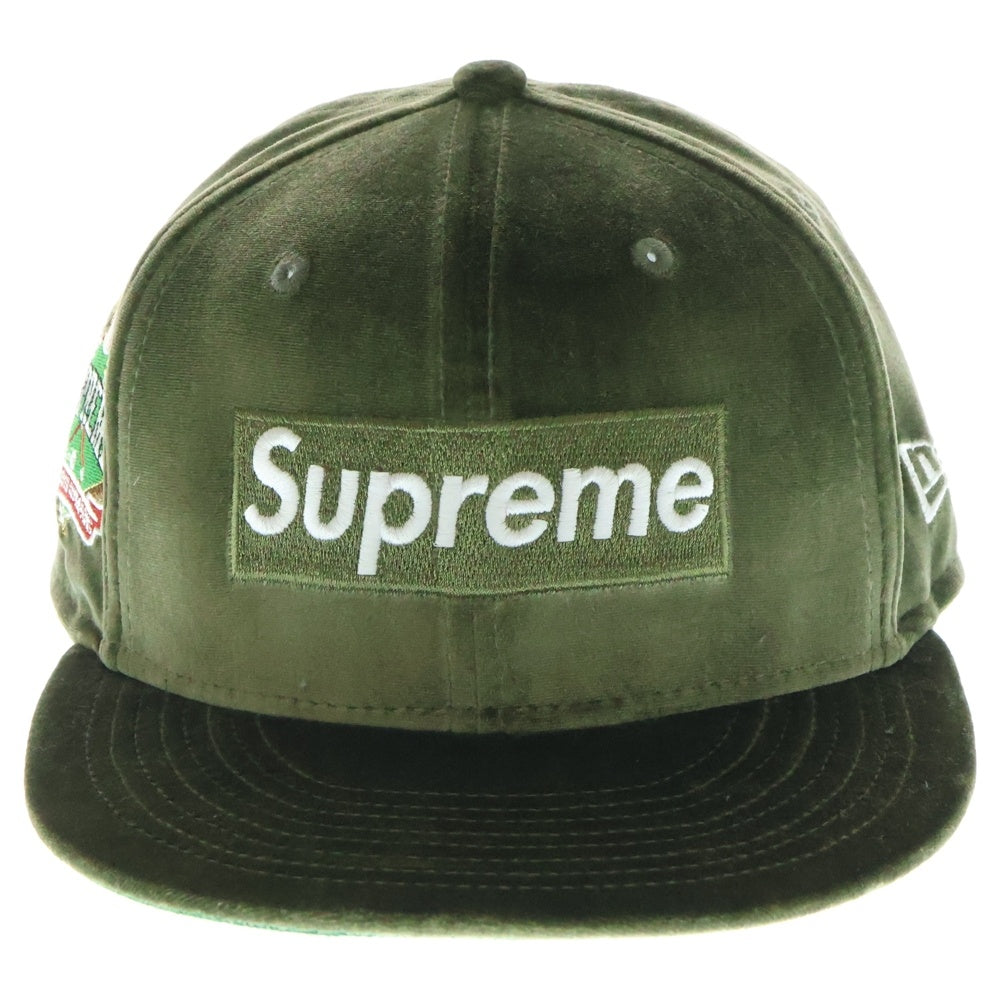 SUPREME(シュプリーム) 22AW ×NEWERA Velour Box Logo ニューエラ ベロア ボックスロゴ キャップ 帽子 カーキ