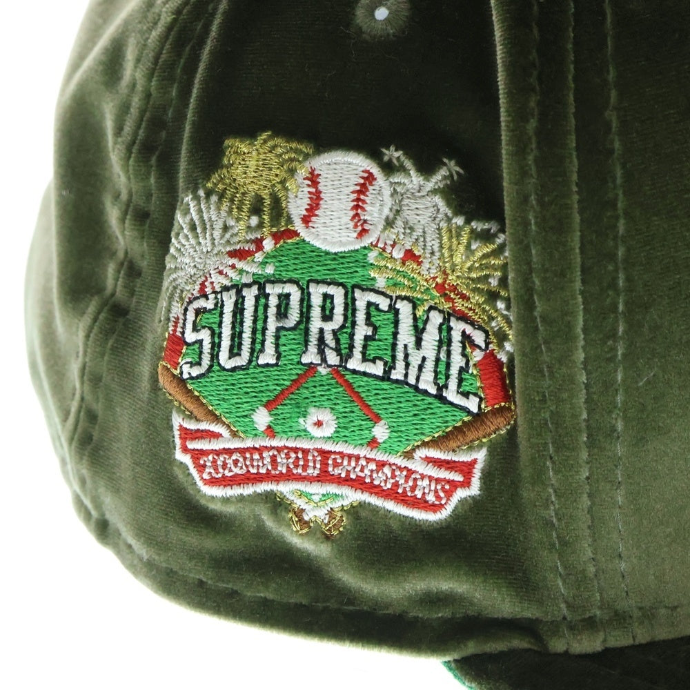 SUPREME(シュプリーム) 22AW ×NEWERA Velour Box Logo ニューエラ ベロア ボックスロゴ キャップ 帽子 カーキ