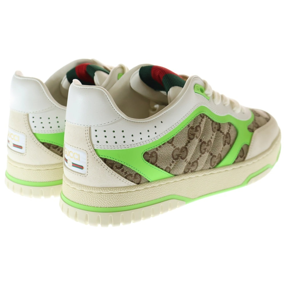GUCCI(グッチ) オリジナルGGキャンバス リウェブ ローカットレザー スニーカー ホワイト/グリーン 787476