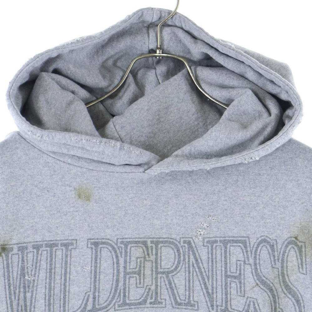 JUN / NAKAYAMA(ジュンナカヤマ) WILDNESS HOODIE ダメージ加工 プルオーバースウェットパーカー フーディー グレー JN-F24-013