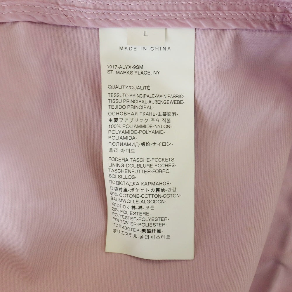 1017 ALYX 9SM(アリクス) WINDBREAKER バックルポケット ジップアップジャケット ナイロンパーカー ピンク