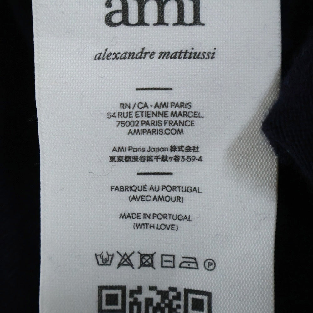 ami paris(アミパリス) ハートロゴ ワッペン ウール クルーネック 長袖 ニット セーター ブラック HKS111.KN0025