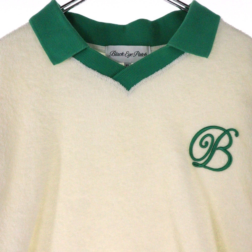 THE BLACK EYE PATCH(ブラックアイパッチ) Polo Shirt ロゴ刺繍 パイル 半袖ポロシャツ ホワイト