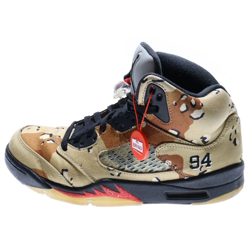 NIKE(ナイキ) 【観賞用 2015年製】 15AW ×シュプリーム AIR JORDAN 5 RETRO DESERT CAMO エアジョーダン5 デザートカモ ハイカットスニーカー US8.5/26.5cm 824371‐201