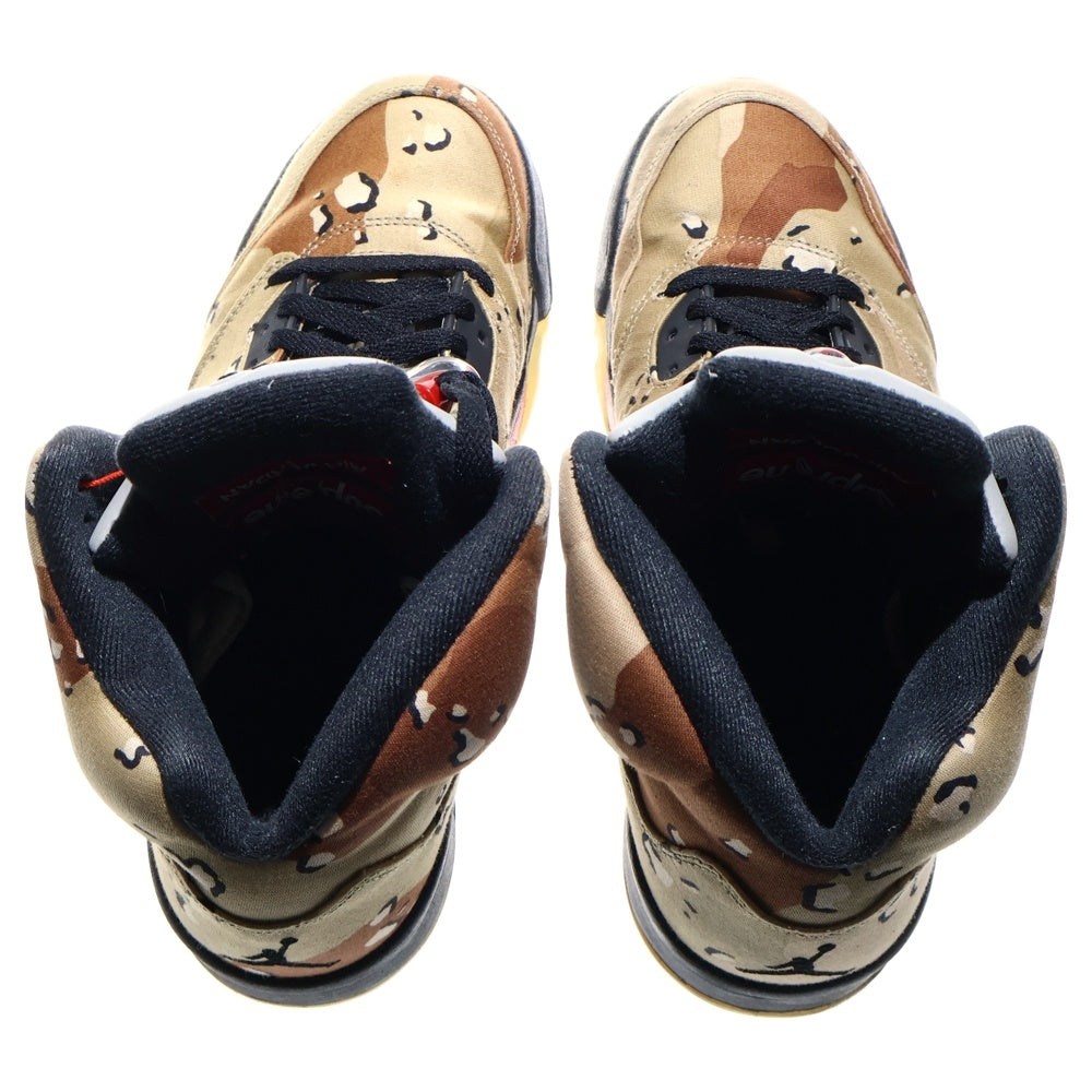 NIKE(ナイキ) 【観賞用 2015年製】 15AW ×シュプリーム AIR JORDAN 5 RETRO DESERT CAMO エアジョーダン5 デザートカモ ハイカットスニーカー US8.5/26.5cm 824371‐201