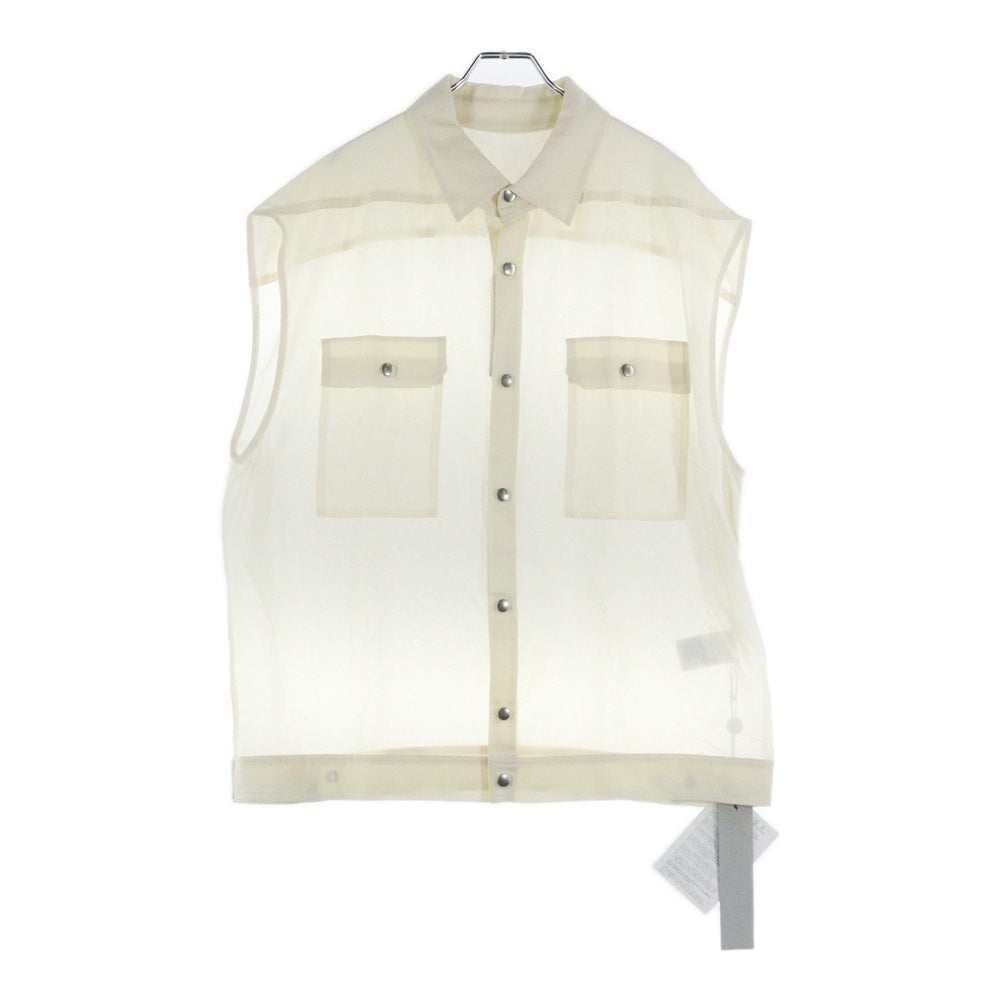 Rick Owens(リックオウエンス) SLEEVELESS JUMBO SHIRT ジャンボ ノースリーブシャツ アイボリー RP01B4725-OR
