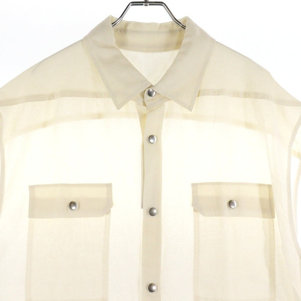 Rick Owens(リックオウエンス) SLEEVELESS JUMBO SHIRT ジャンボ ノースリーブシャツ アイボリー RP01B4725-OR